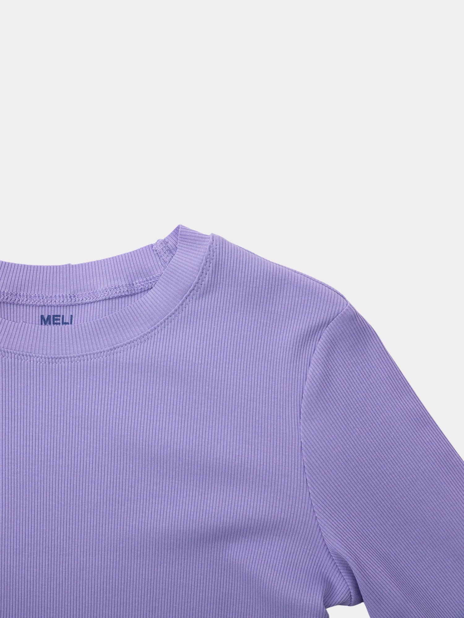 Rounded Hem Ribbed T-Shirt-Lavender
