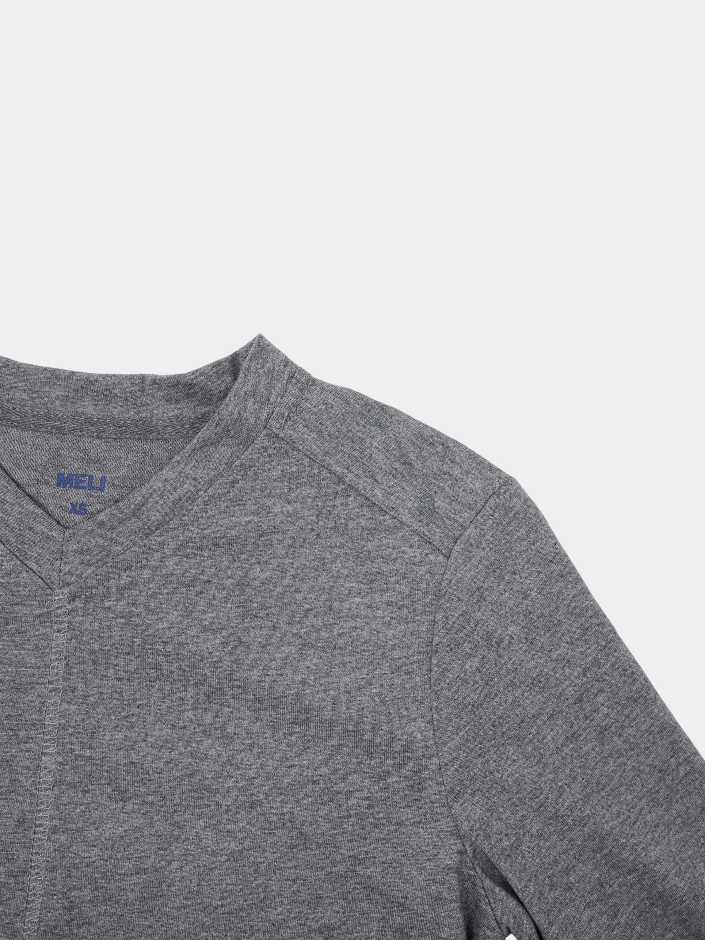 Center Seam High V Tee-Heathered Grey