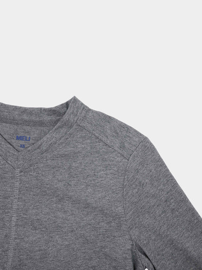 Center Seam High V Tee-Heathered Grey