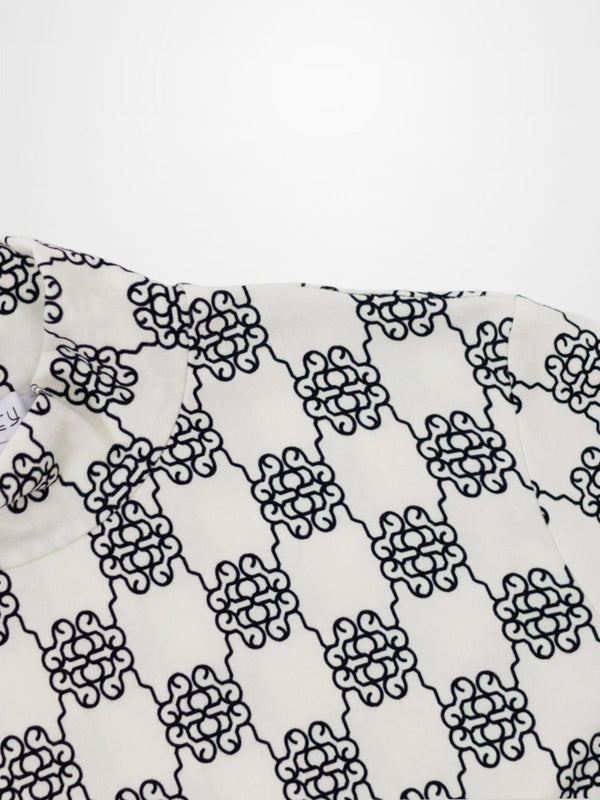Boxy Printed Modal Turtleneck-Floral Vines White