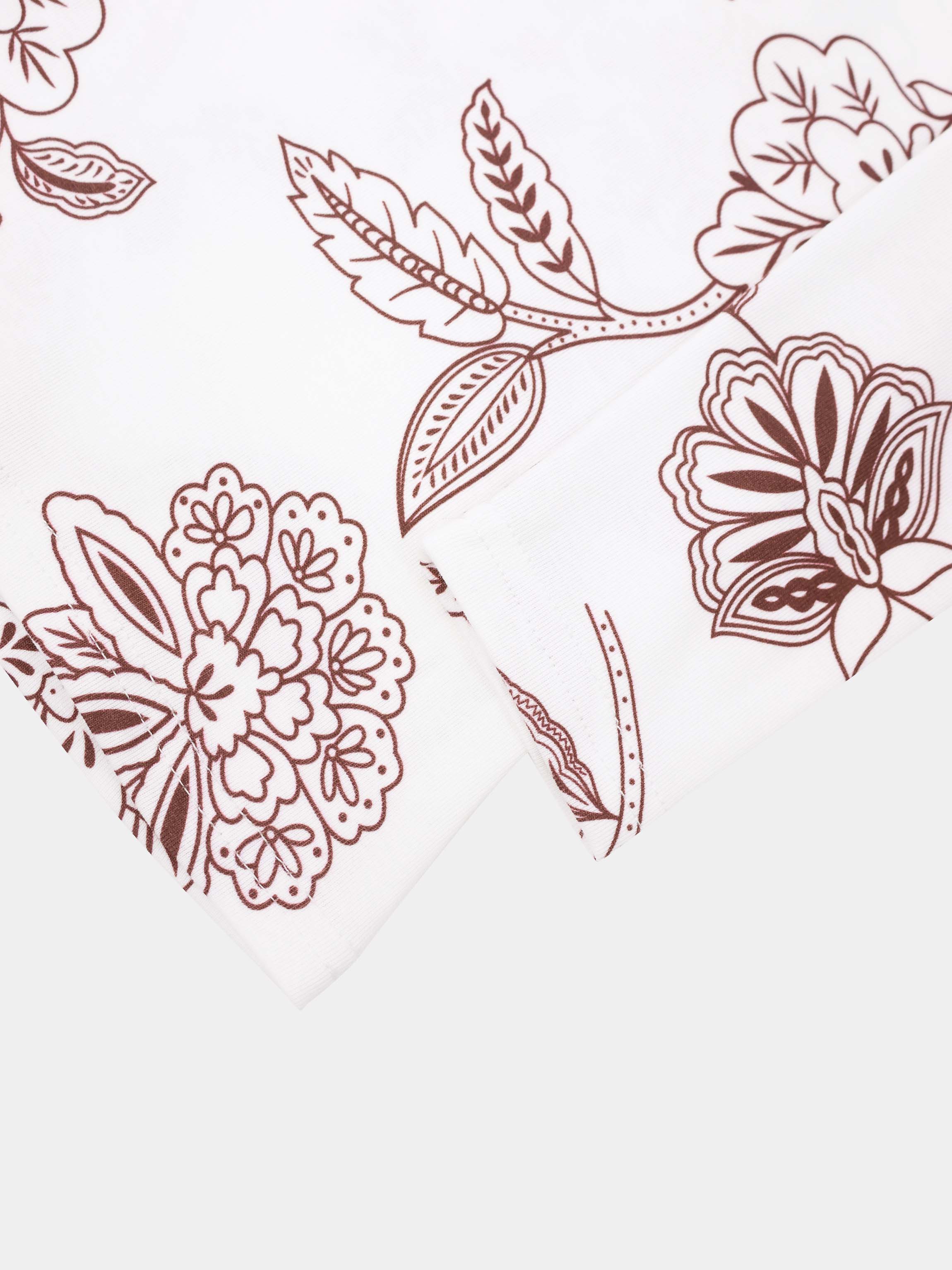 Basic Printed T-shirt-Burgundy Flower