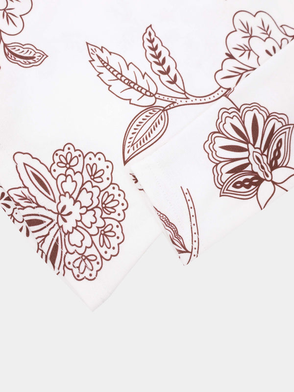 Basic Printed T-shirt-Burgundy Flower