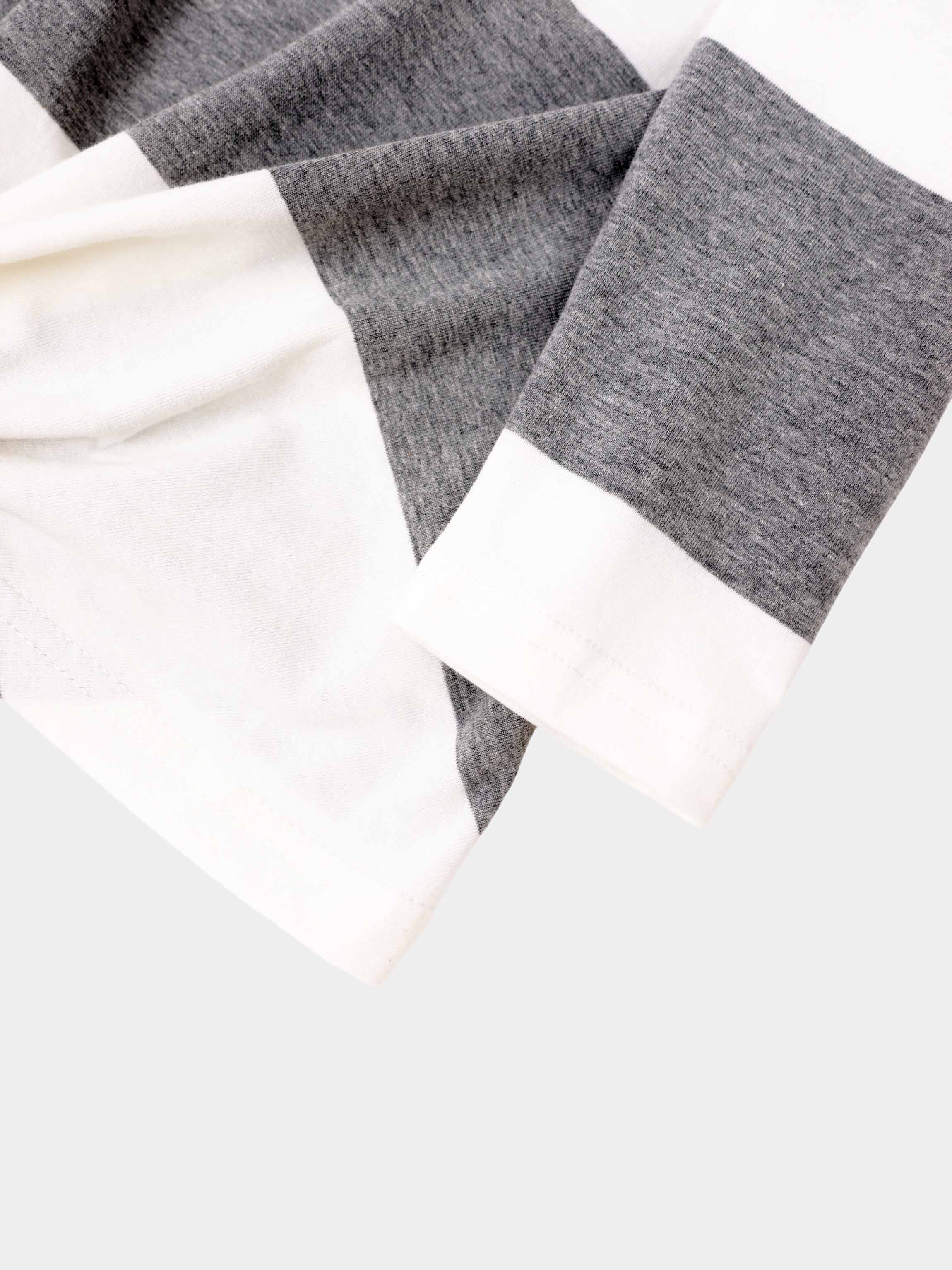 Striped Tie Bottom T-Shirt-Grey