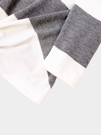 Striped Tie Bottom T-Shirt-Grey