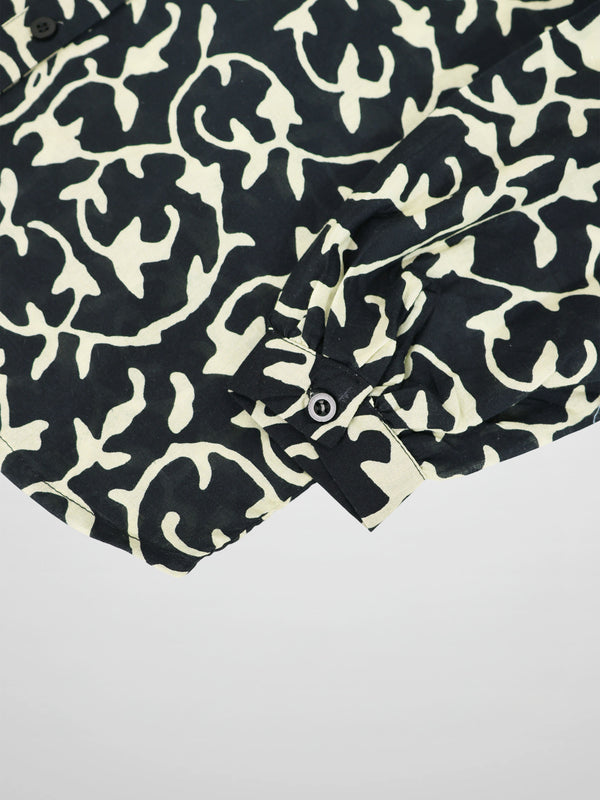 Blouse-Navy Vines