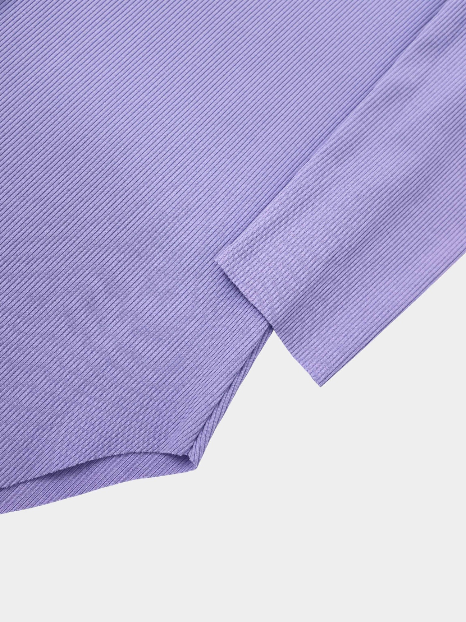 Rounded Hem Ribbed T-Shirt-Lavender