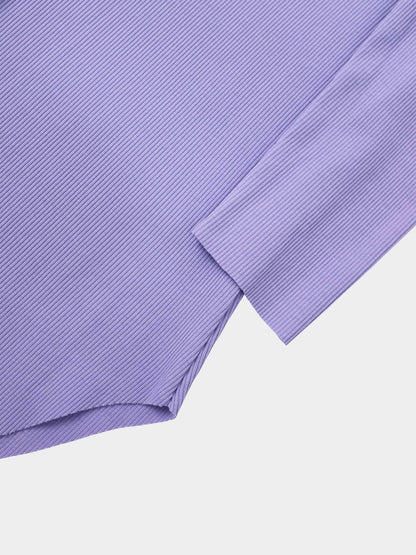 Rounded Hem Ribbed T-Shirt-Lavender