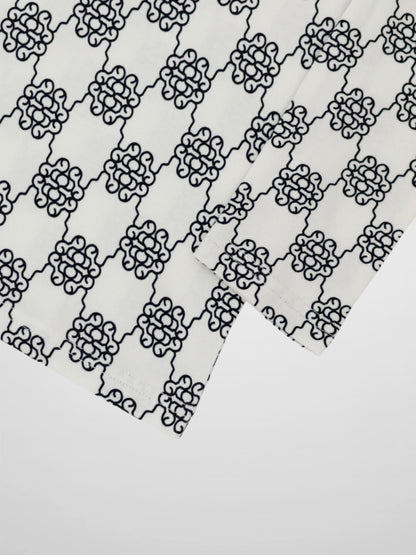 Boxy Printed Modal Turtleneck-Floral Vines White