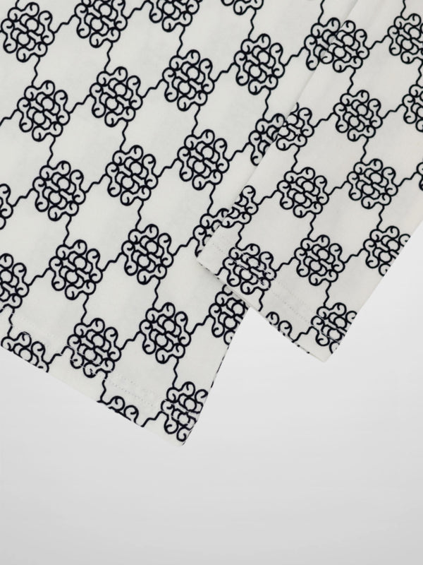 Boxy Printed Modal Turtleneck-Floral Vines White