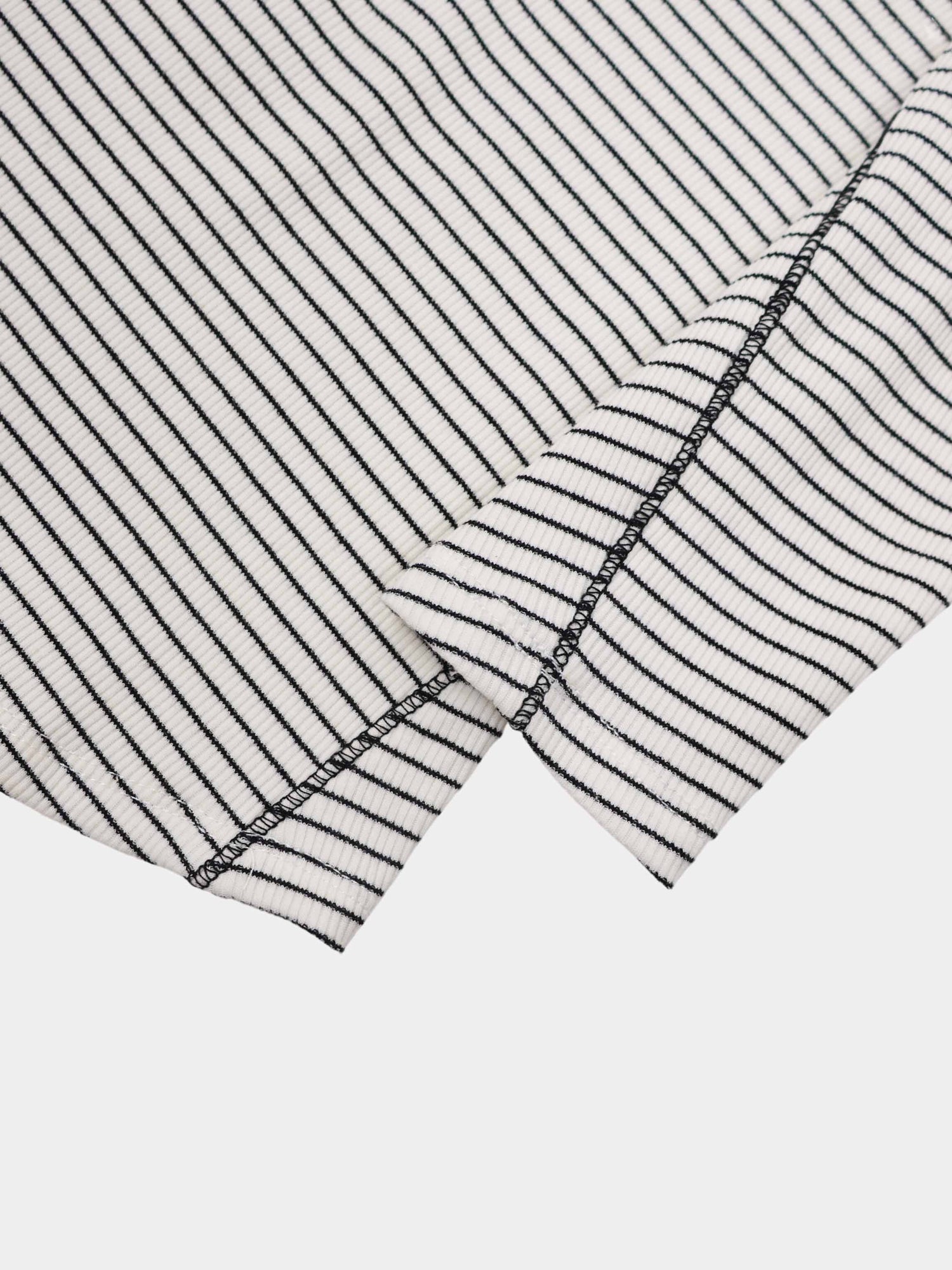 Striped Cross Stitch T-Shirt-White
