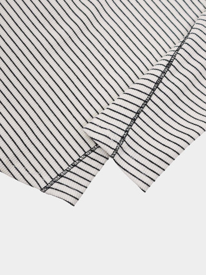 Striped Cross Stitch T-Shirt-White