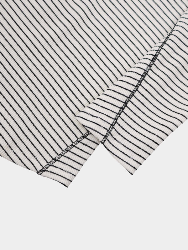Striped Cross Stitch T-Shirt-White
