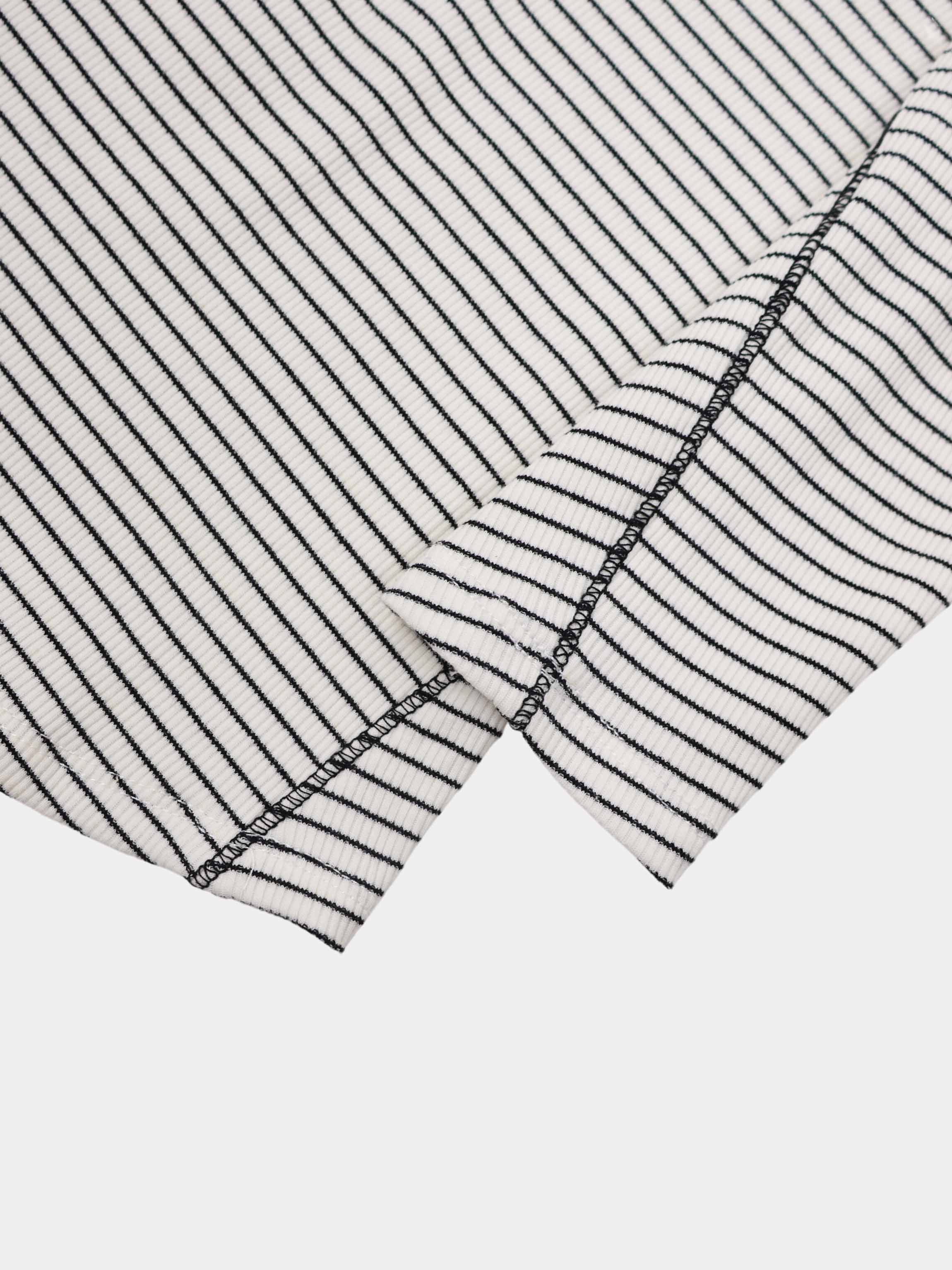 Striped Cross Stitch T-Shirt-Grey