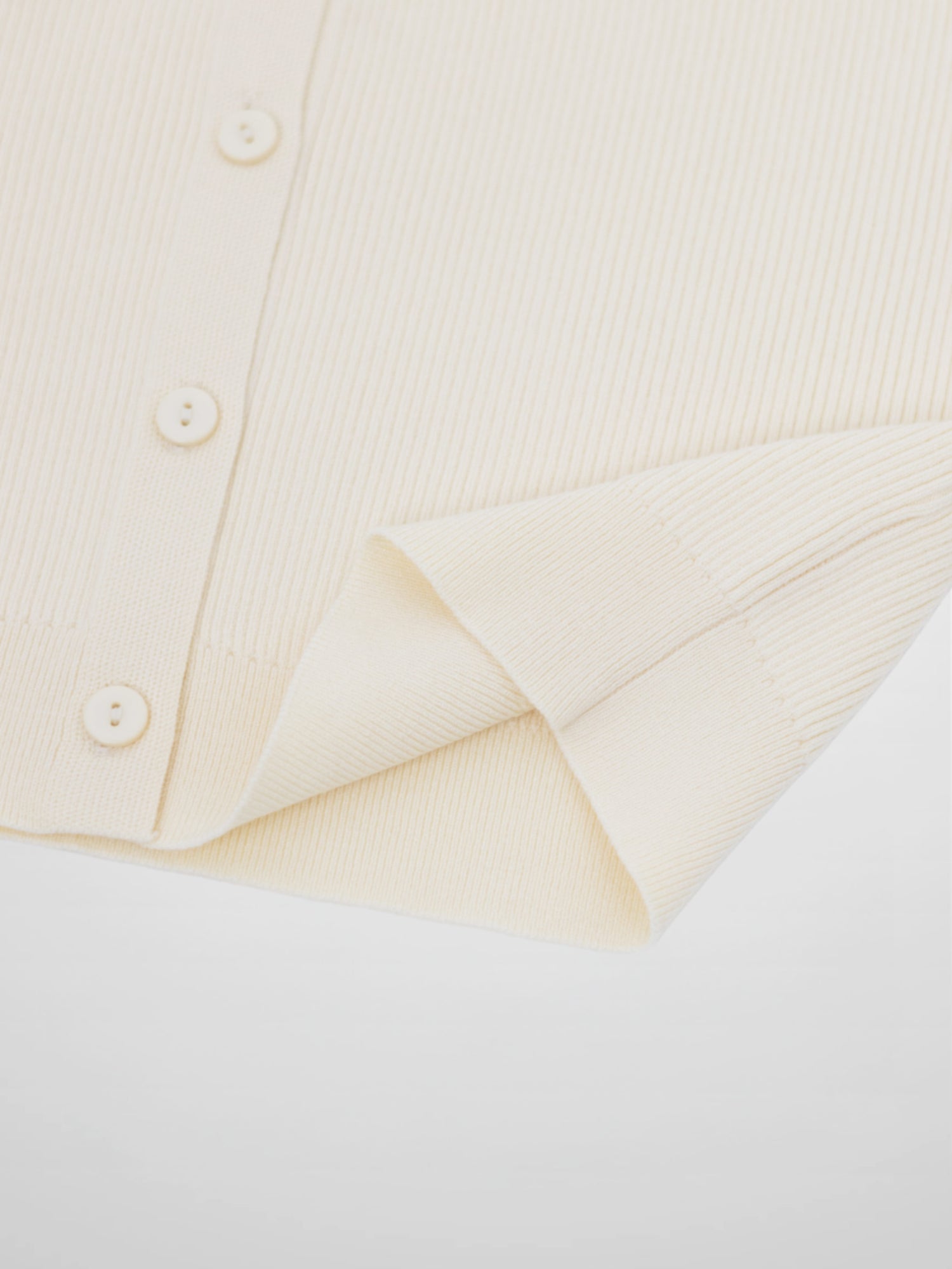 Ribbed Crew Neck Cardigan-Ivory