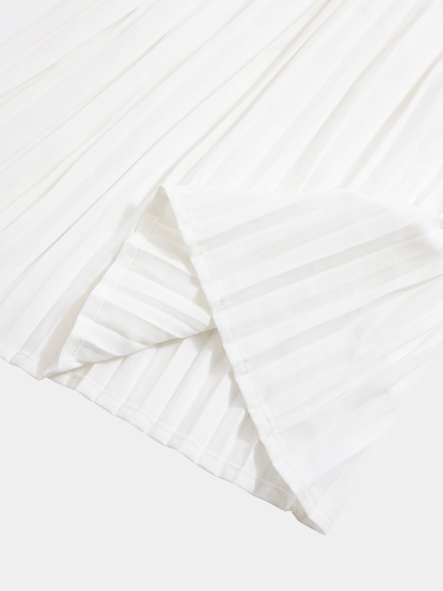 Chiffon Drop Waist Pleat Skirt-White