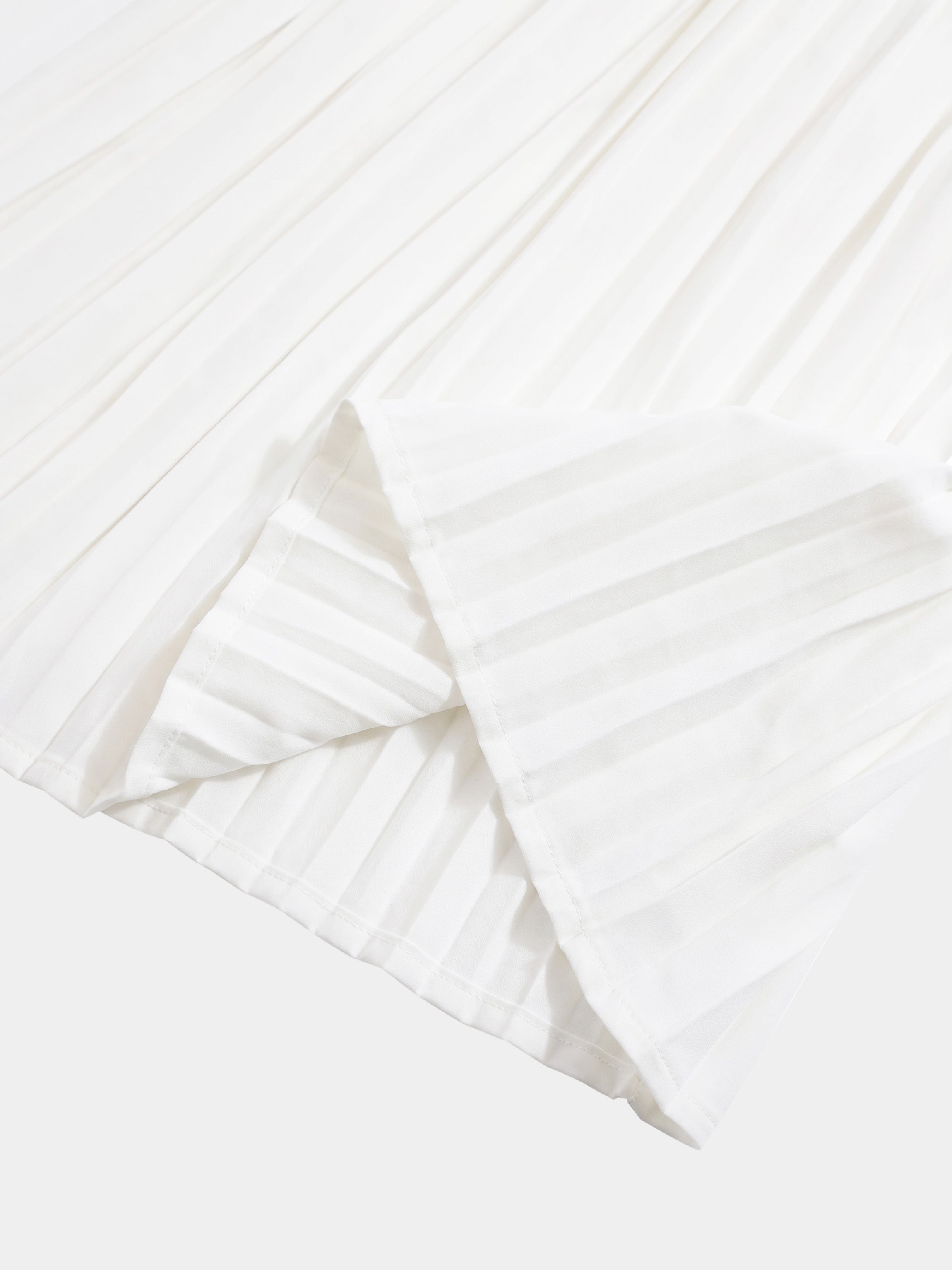 Chiffon Drop Waist Pleat Skirt-White