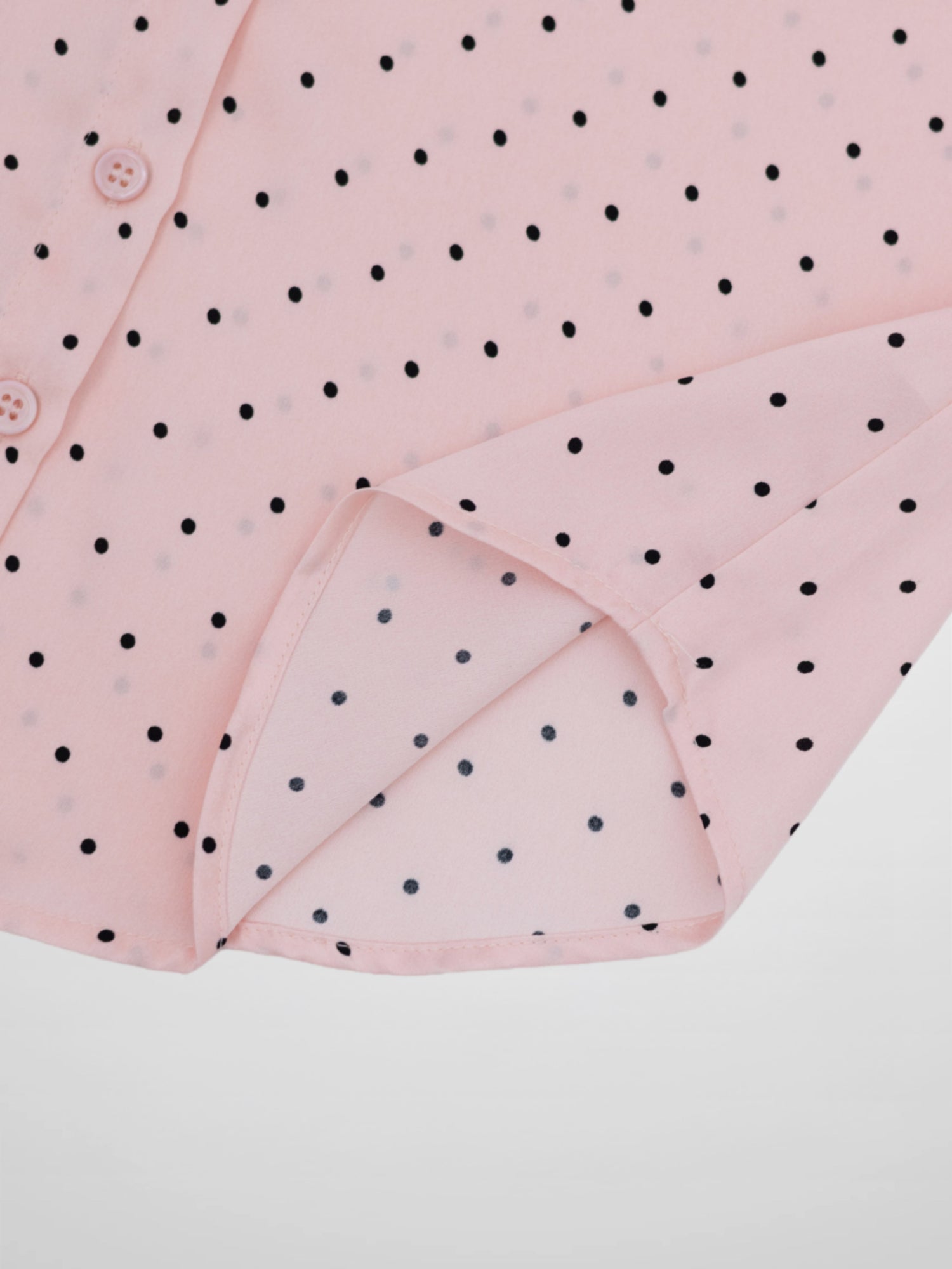 Oversized Satin Blouse-Pink Small Polka Dot