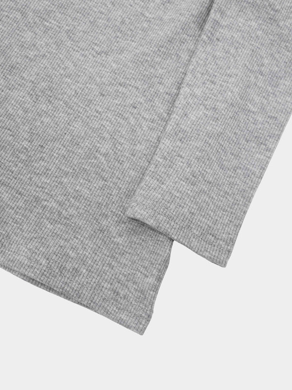 Heathered Collared Tee-Grey