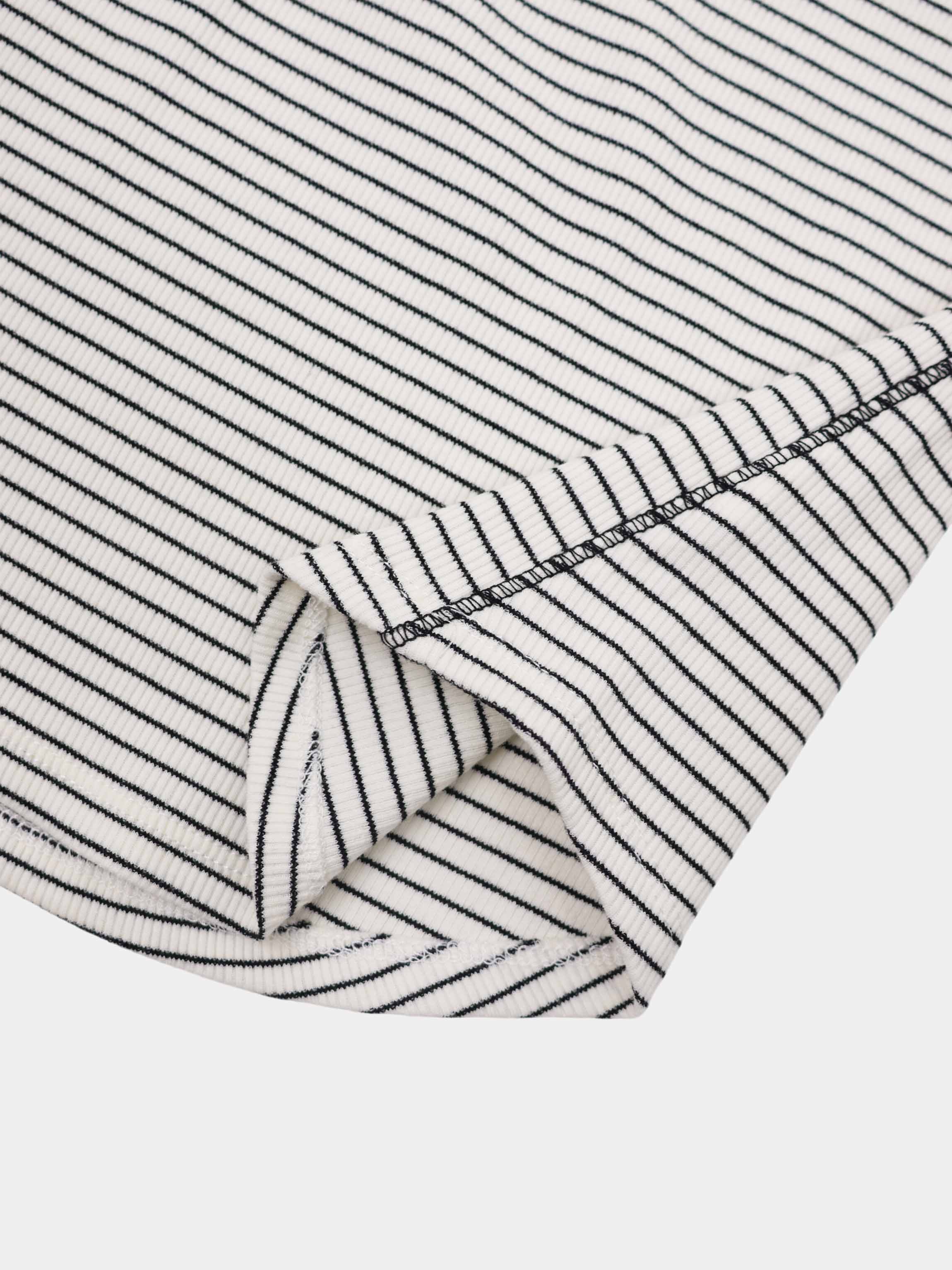 Striped Cross Stitch T-Shirt-Grey
