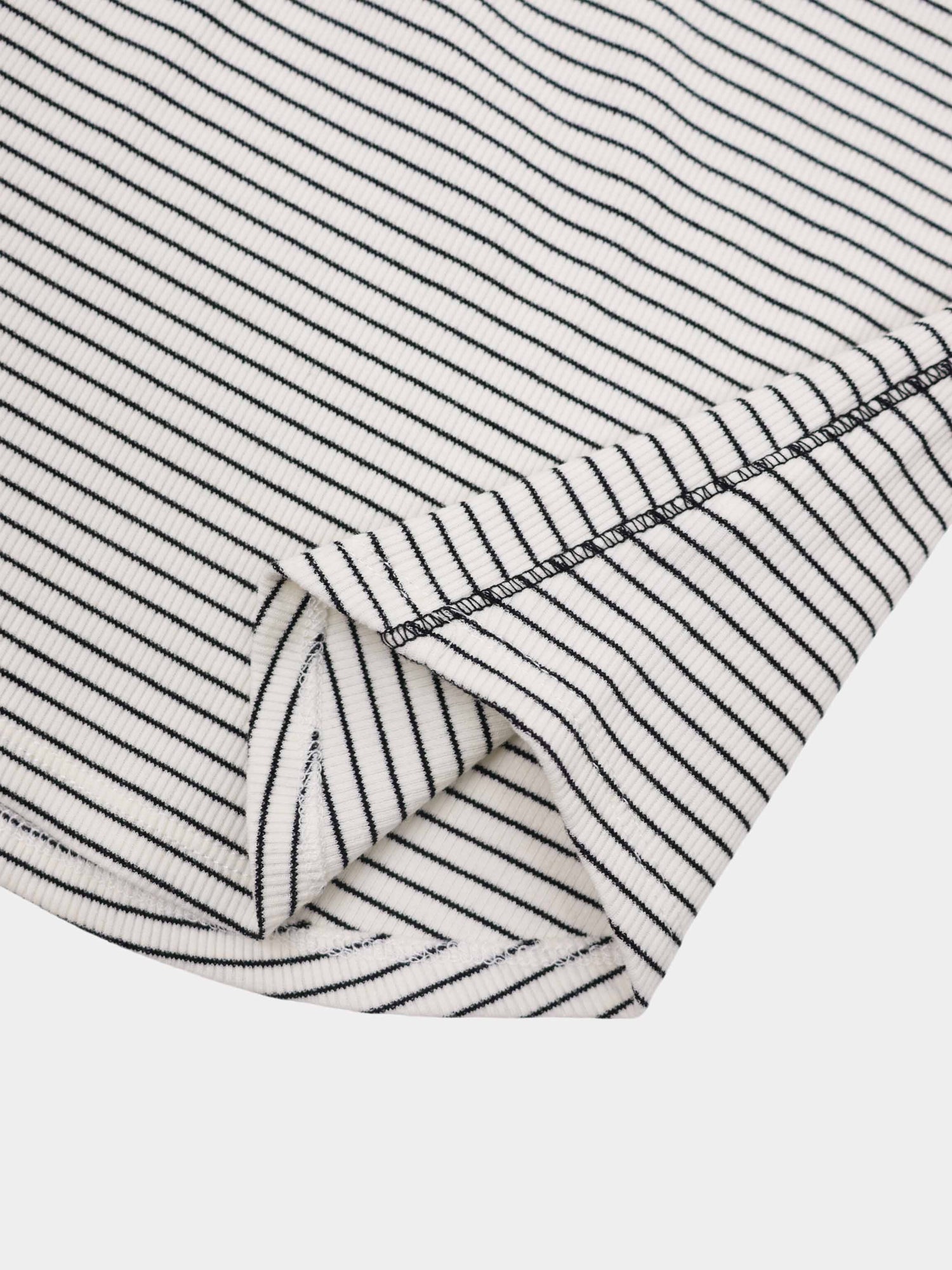 Striped Cross Stitch T-Shirt-White