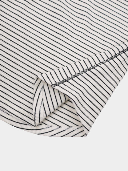 Striped Cross Stitch T-Shirt-White