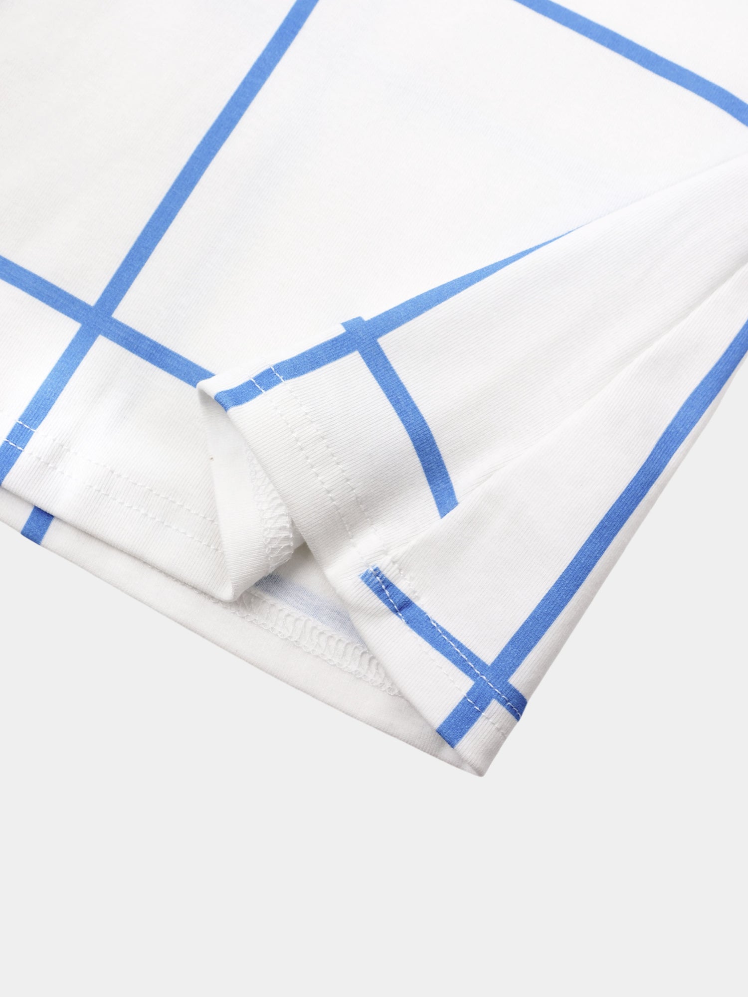 Basic Printed T-shirt-Floral Windowpane Blue