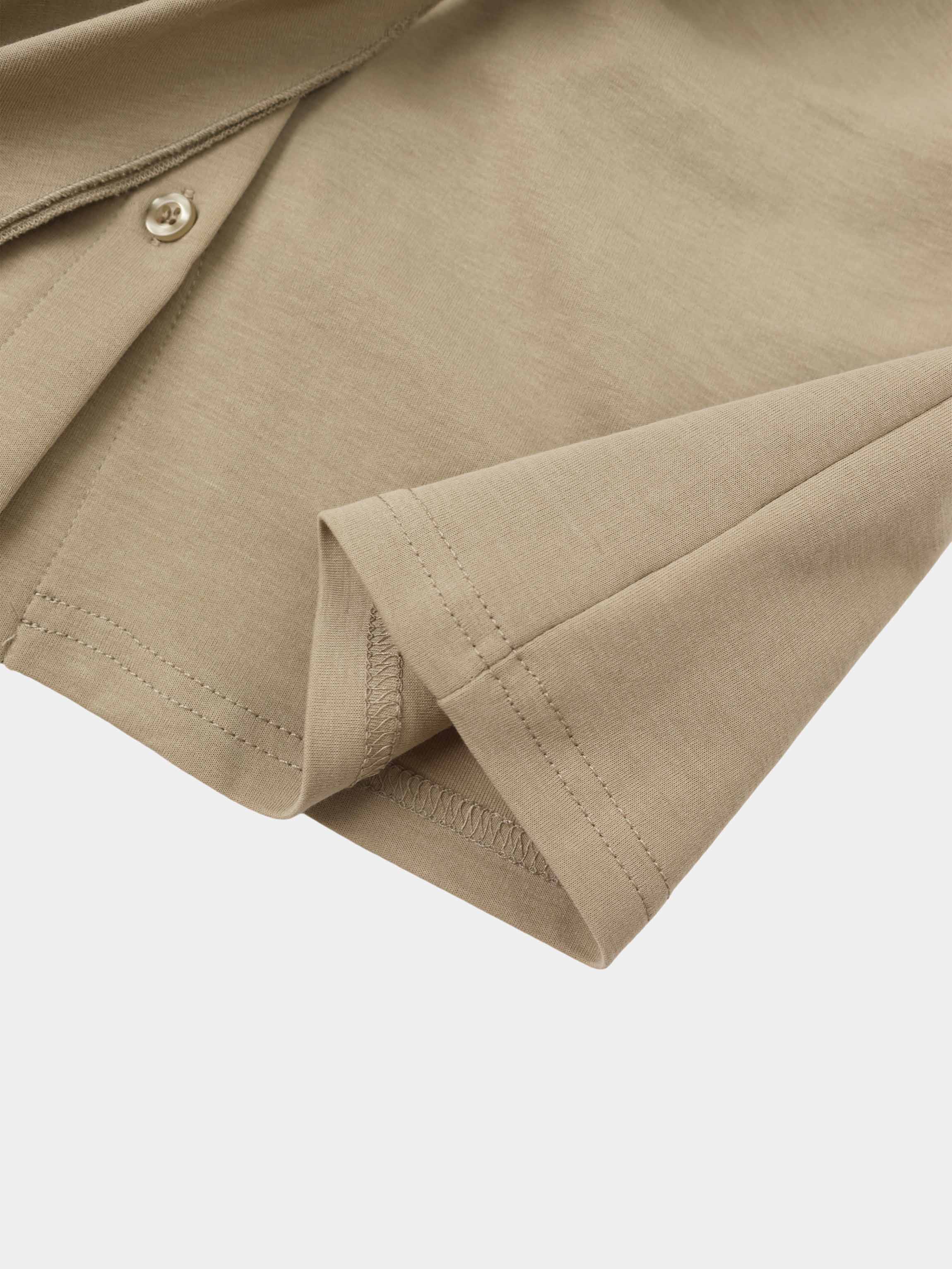Waist Tie Button Down T-Shirt-Light Olive