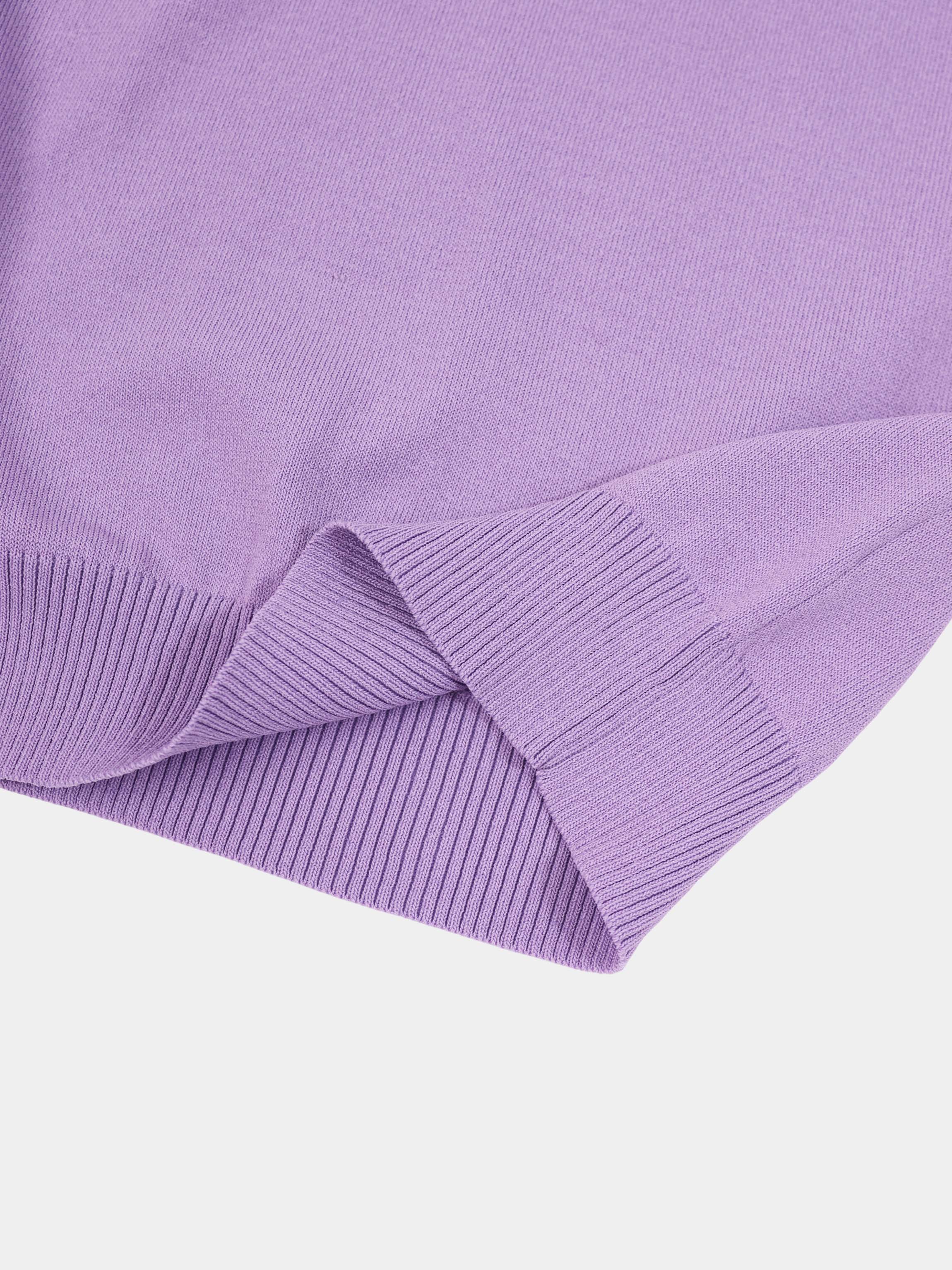High Cuff Crew Sweater-Lavender