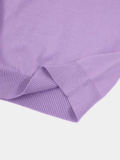 High Cuff Crew Sweater-Lavender