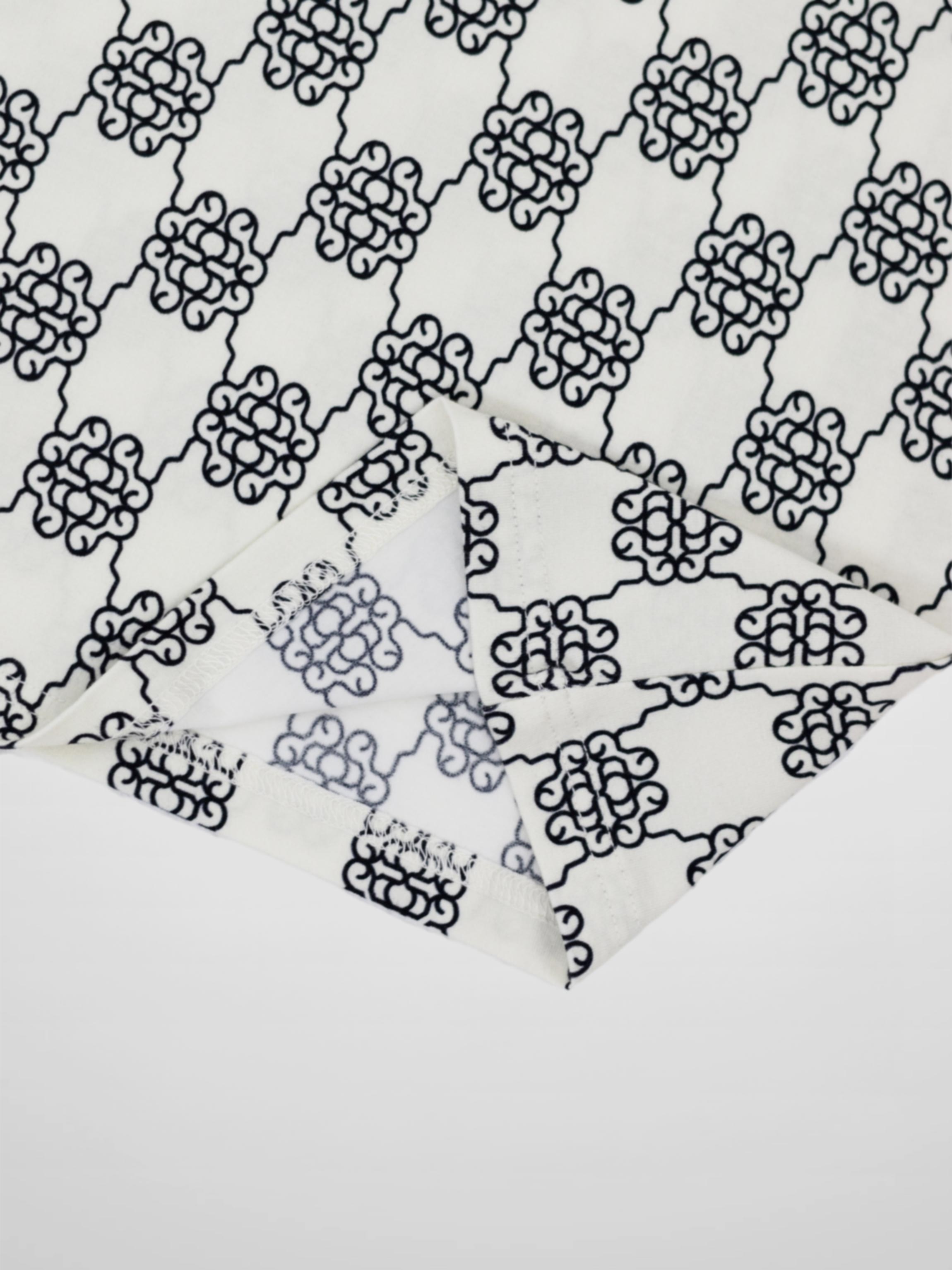 Boxy Printed Modal Turtleneck-Floral Vines White