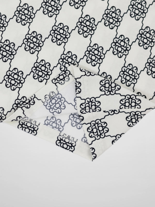 Boxy Printed Modal Turtleneck-Floral Vines White