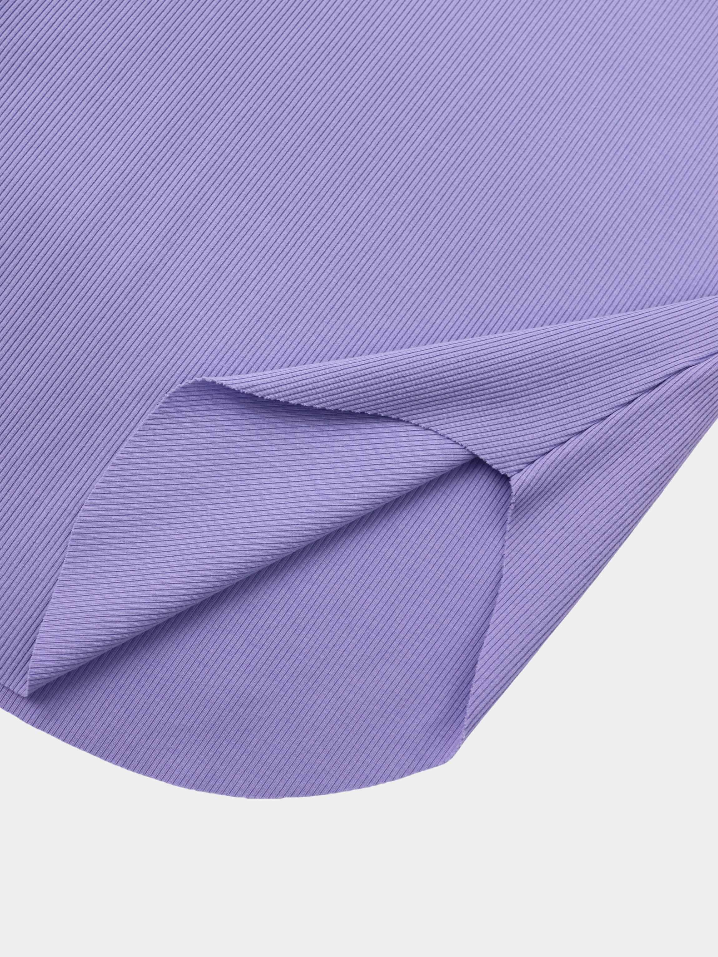 Rounded Hem Ribbed T-Shirt-Lavender