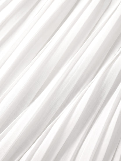 Chiffon Drop Waist Pleat Skirt-White