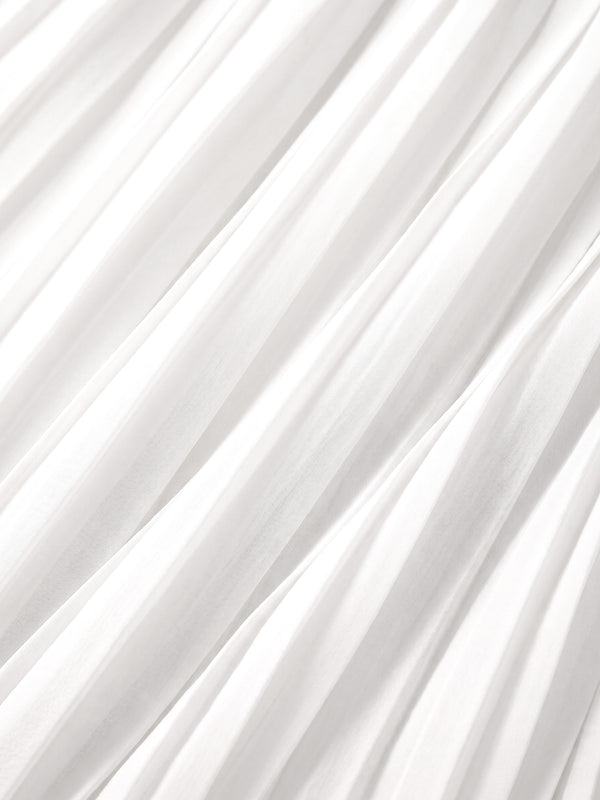 Chiffon Drop Waist Pleat Skirt-White