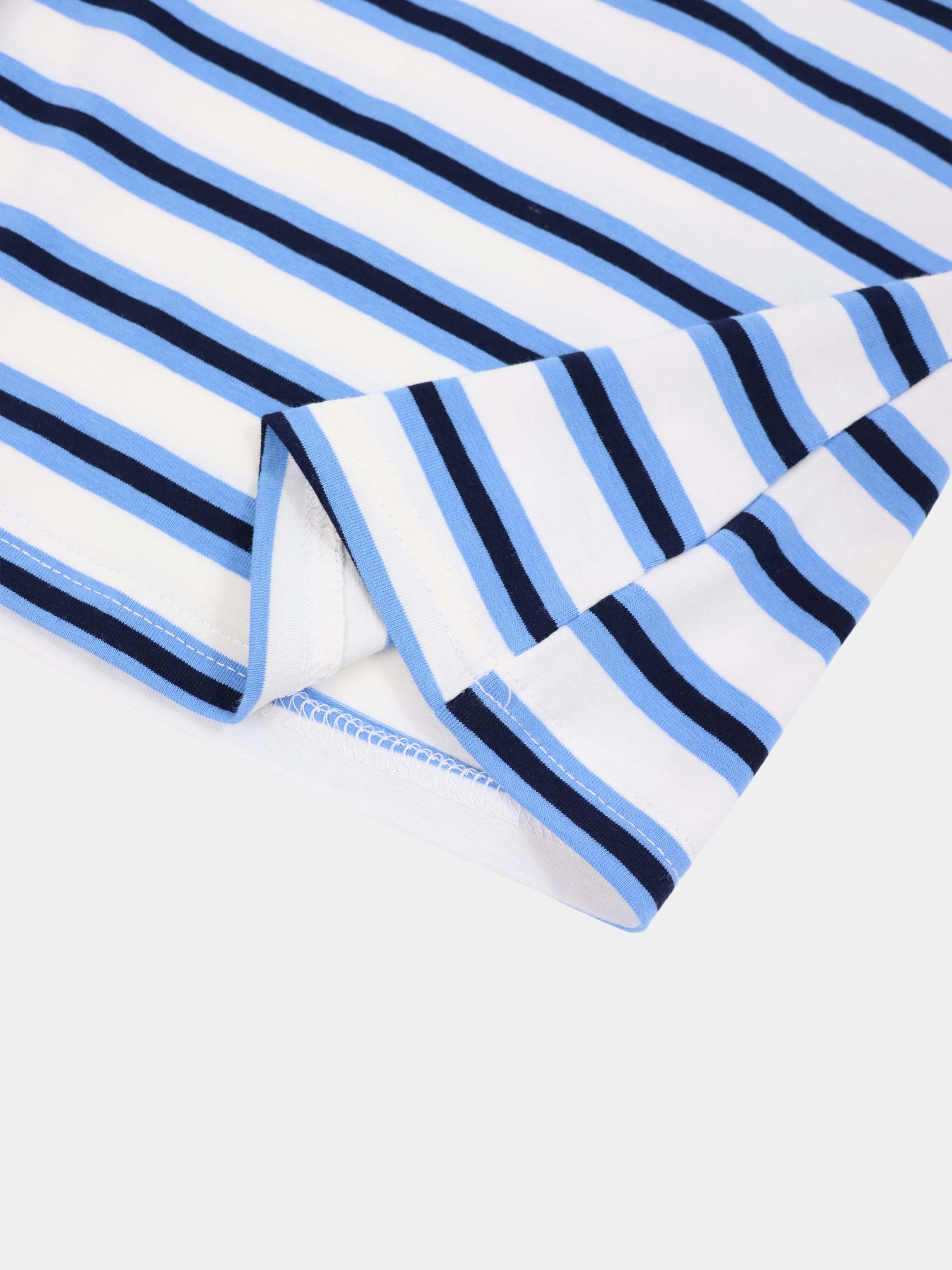 Embroidered Crown Striped Tee-Light Blue/Dark Blue