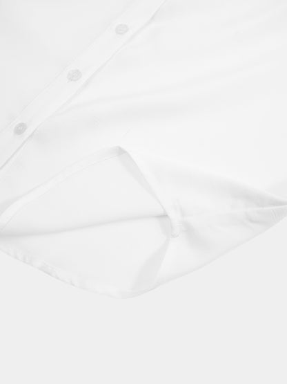 Fringe Bow Blouse-White