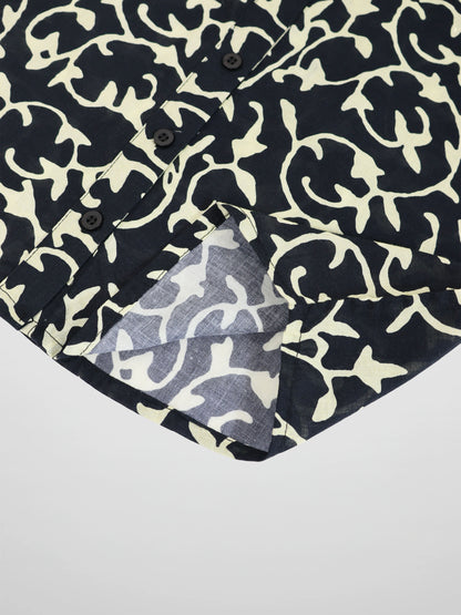 Blouse-Navy Vines