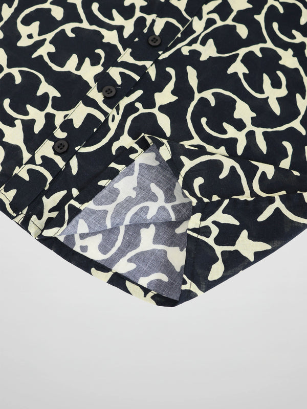 Blouse-Navy Vines