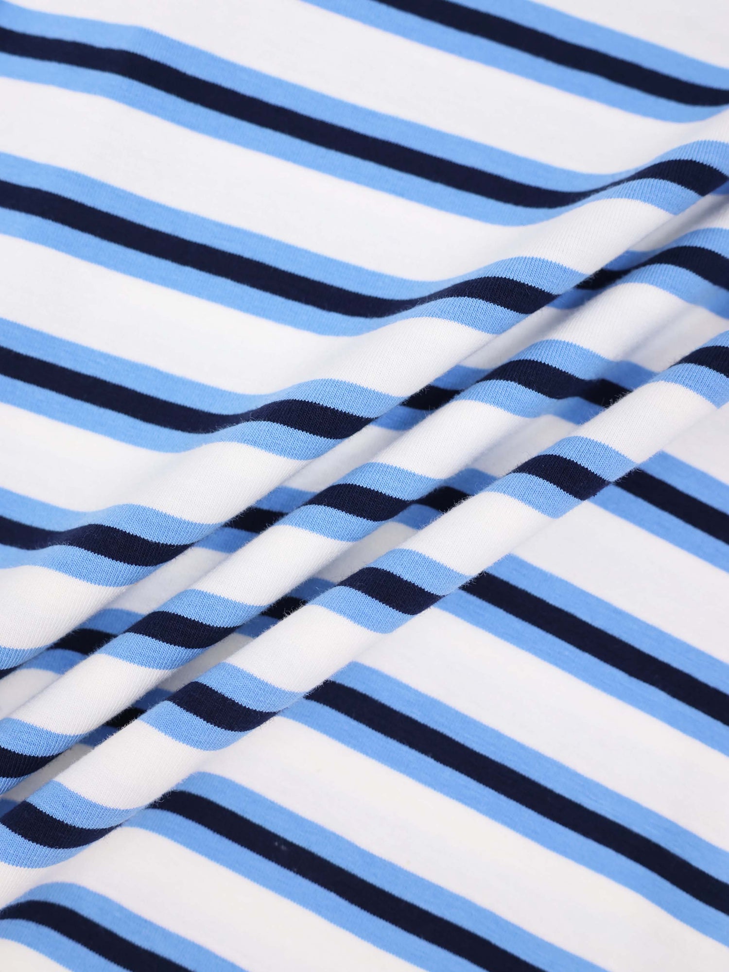 Embroidered Crown Striped Tee-Light Blue/Dark Blue