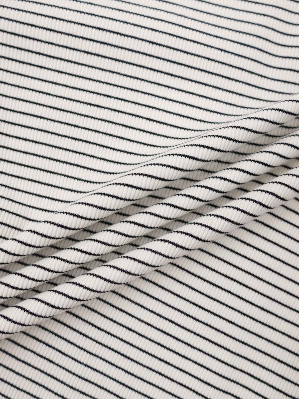 Striped Cross Stitch T-Shirt-Grey