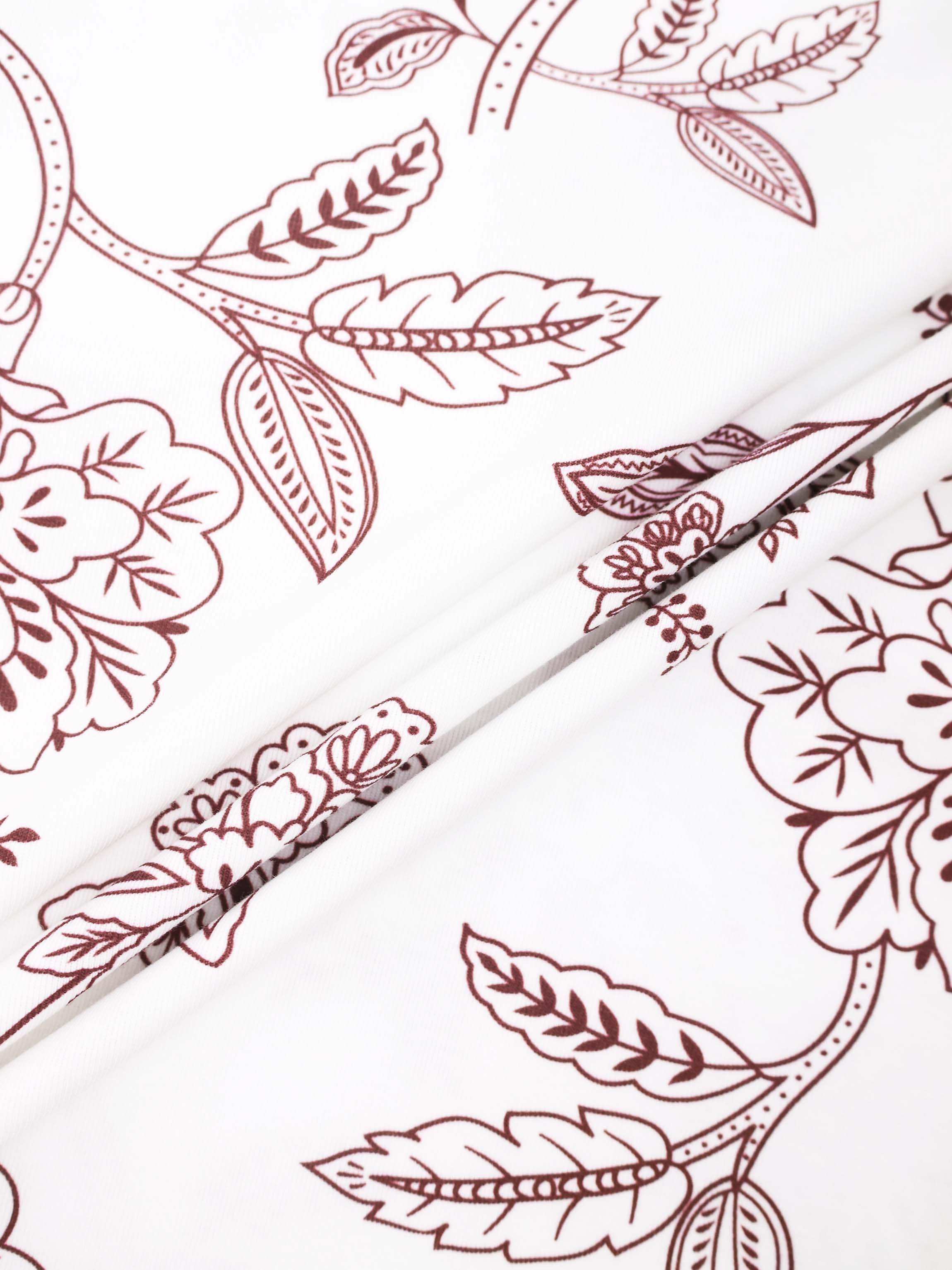 Basic Printed T-shirt-Burgundy Flower