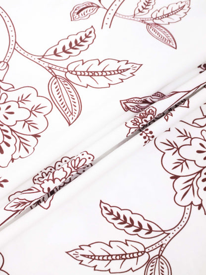 Basic Printed T-shirt-Burgundy Flower