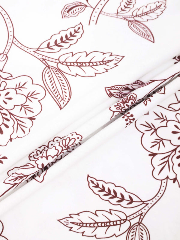 Basic Printed T-shirt-Burgundy Flower