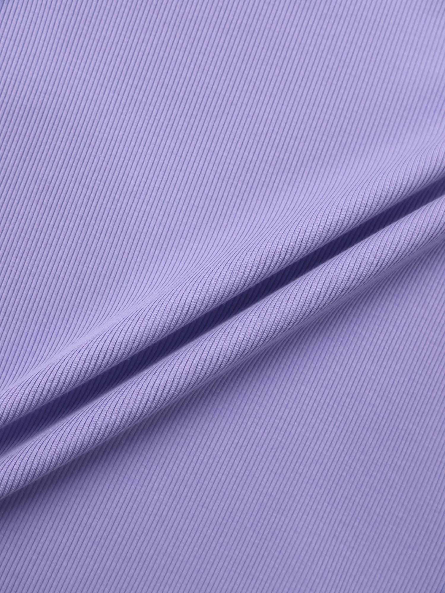 Rounded Hem Ribbed T-Shirt-Lavender