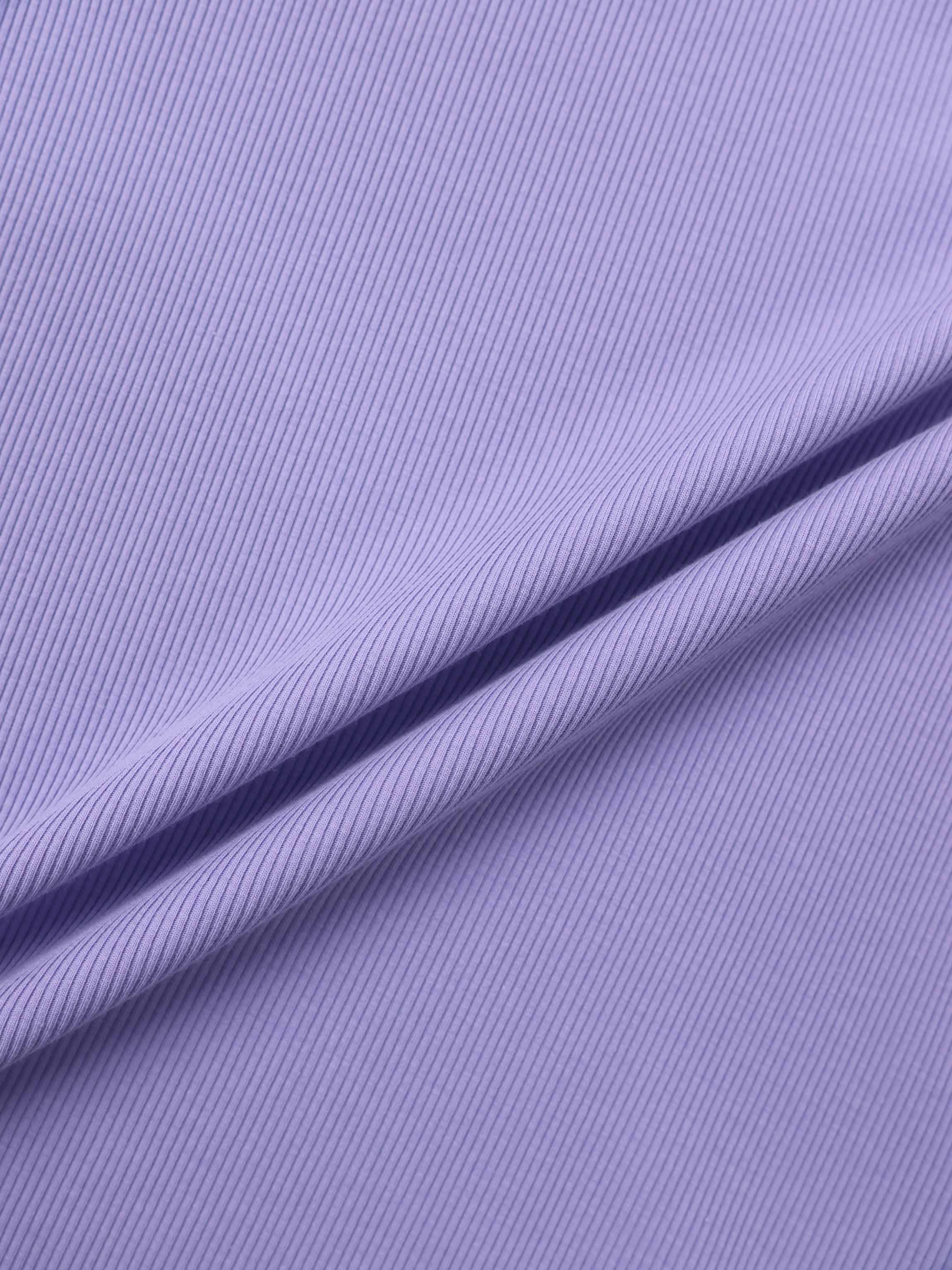 Rounded Hem Ribbed T-Shirt-Lavender