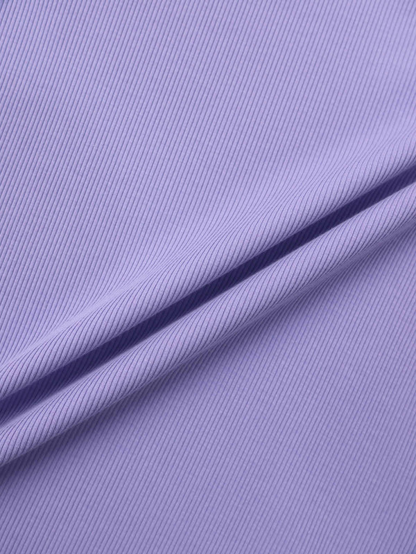 Rounded Hem Ribbed T-Shirt-Lavender