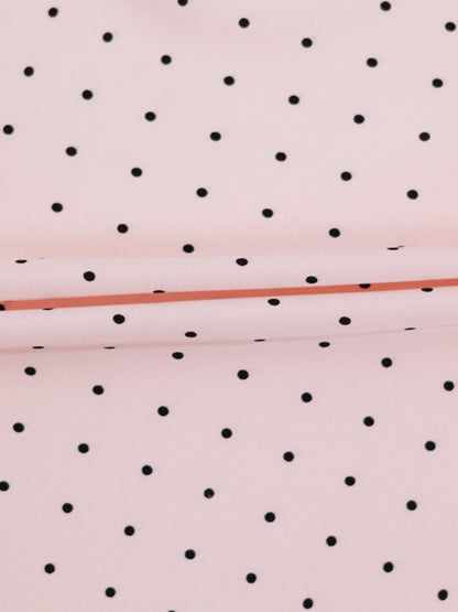 Oversized Satin Blouse-Pink Small Polka Dot