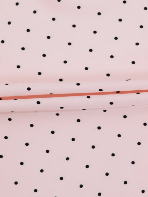 Oversized Satin Blouse-Pink Small Polka Dot