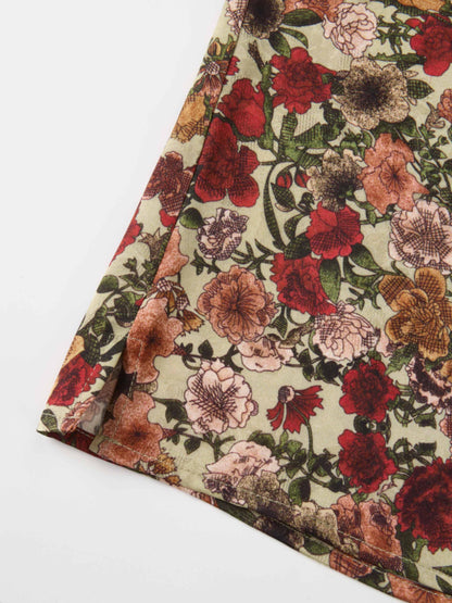Floral Design Side Bow Blouse - Multi Color