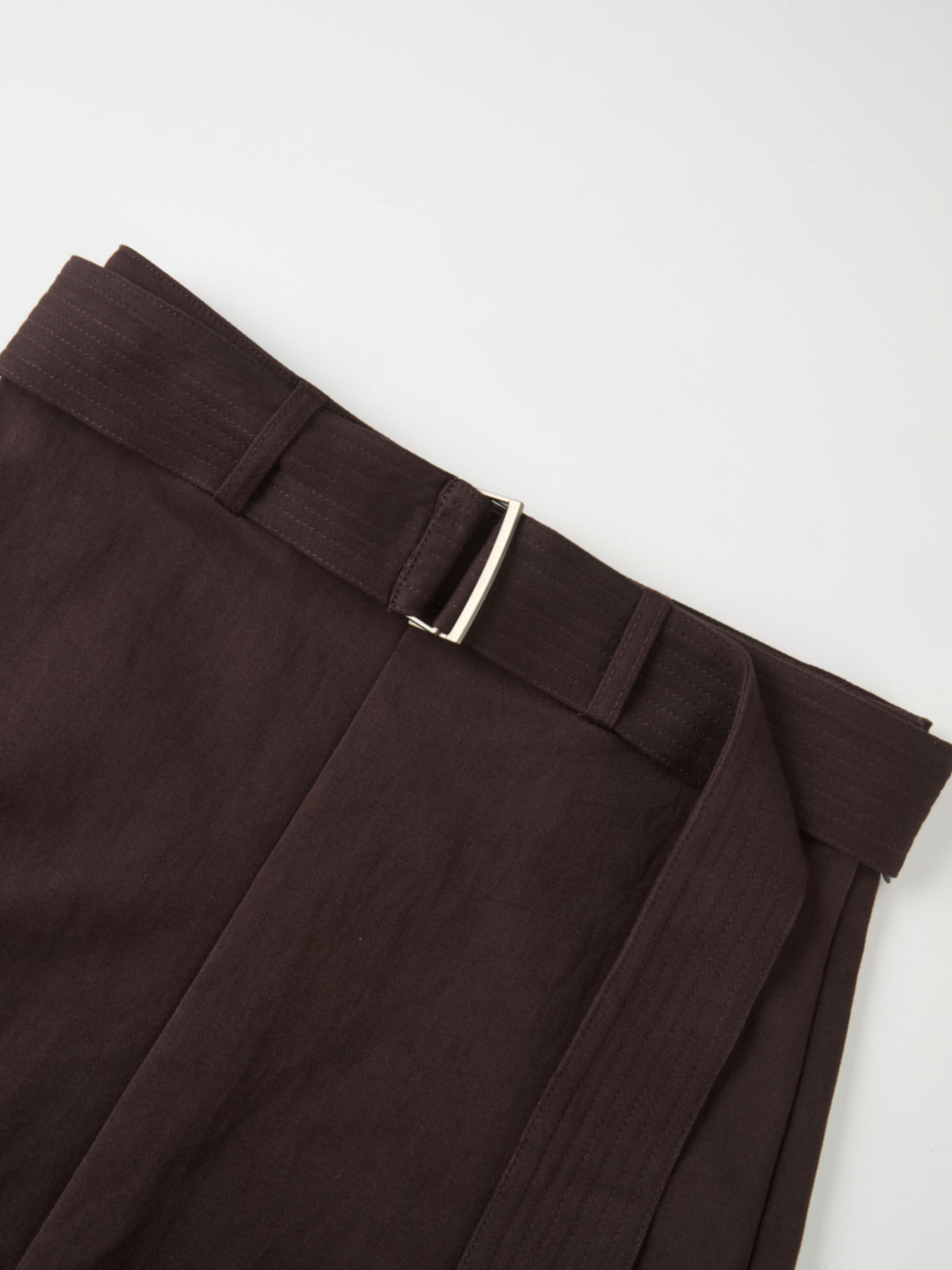 Belted Straight Maxi Skirt - Brown